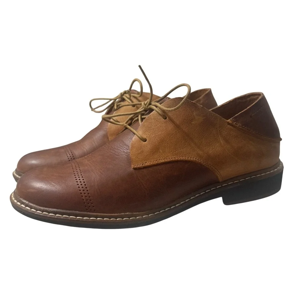 OluKai Walino Oxford Mens Size 9 Brown Leather Drop Heel Dress Shoes 10257 EX
